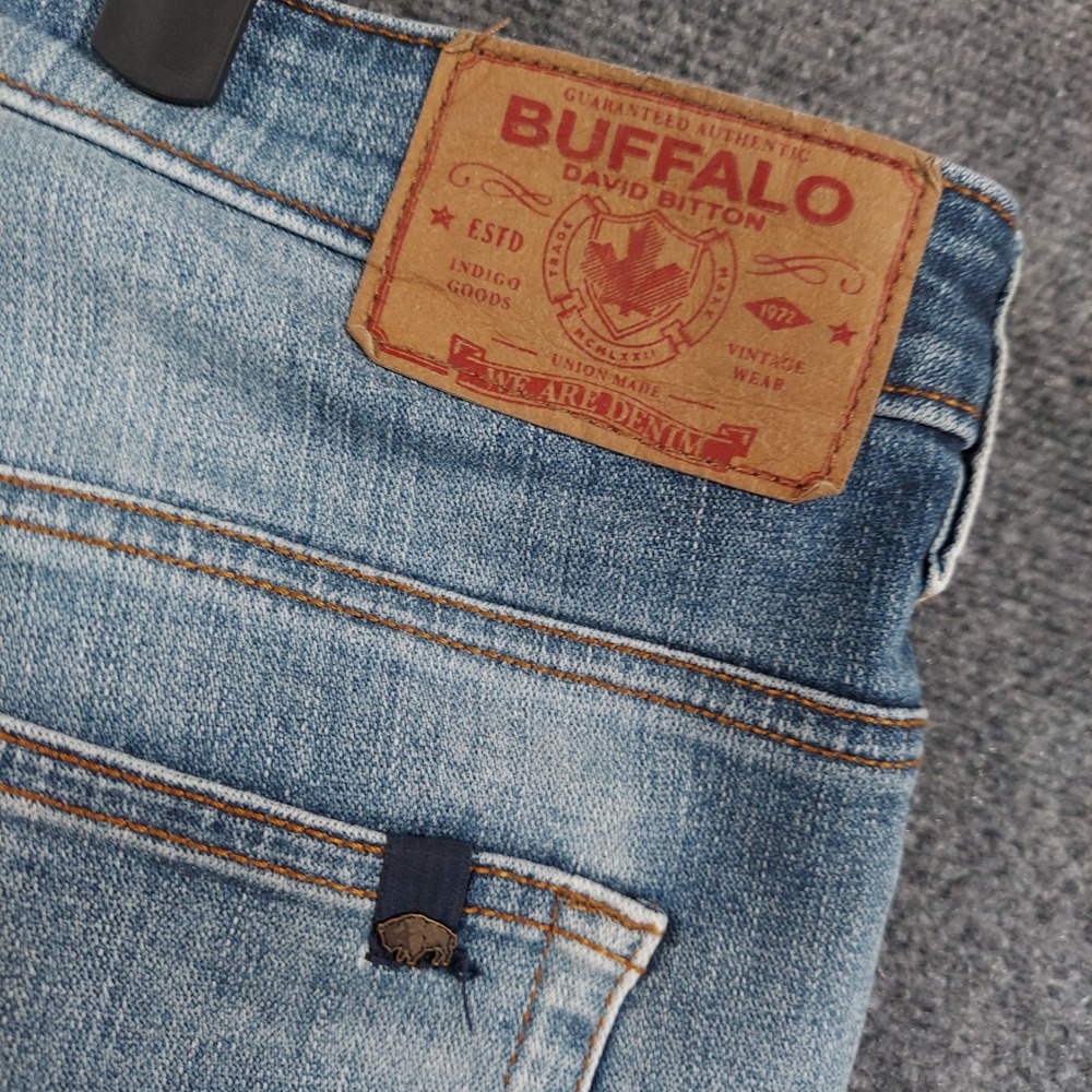 Buffalo David Bitton Jeans Mens 38x30 (Fits 40x30) Blue Whiskered Slim Ash - Picture 7 of 12
